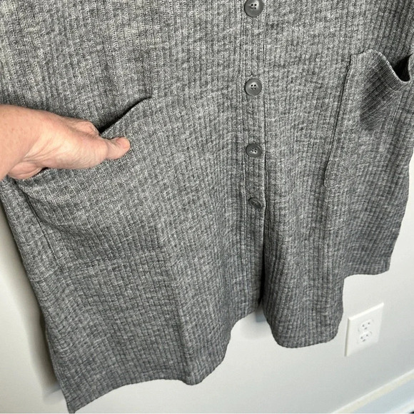 Dennis by Dennis Basso Ribbed Longline Gray Cardigan  1X Minimalistic Neutral - Picture 8 of 13